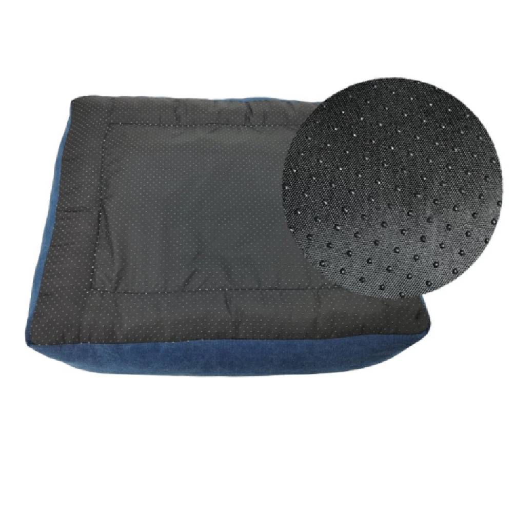 Black and blue shoe insert with textured surface on a white background