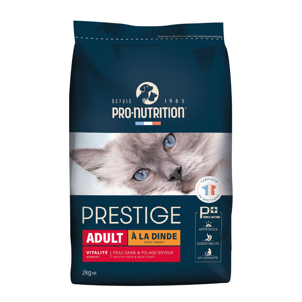 Pro-Nutrition Prestige cat food package with a cat on the label