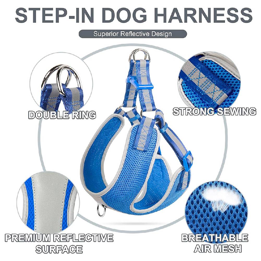 Fida Step-In Dog Harness Air Blue – Reflective Mesh Vest for Dogs XS-L