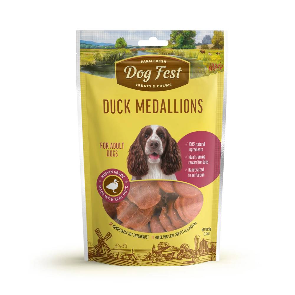 Dog Fest Duck Medallions for Adult Dogs | Natural Dog Treats 90g