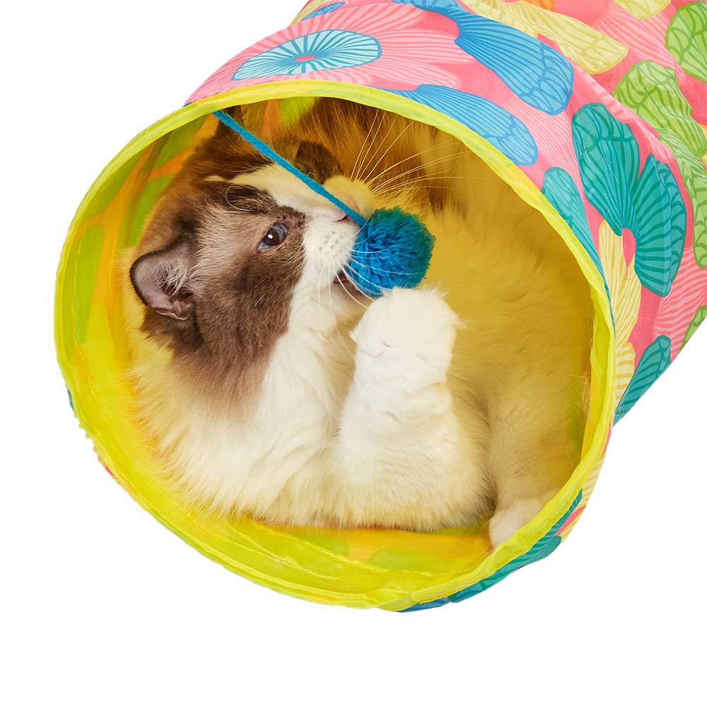 FOFOS Floral Pop-Up Cat Tunnel – Interactive Play Tunnel for Cats