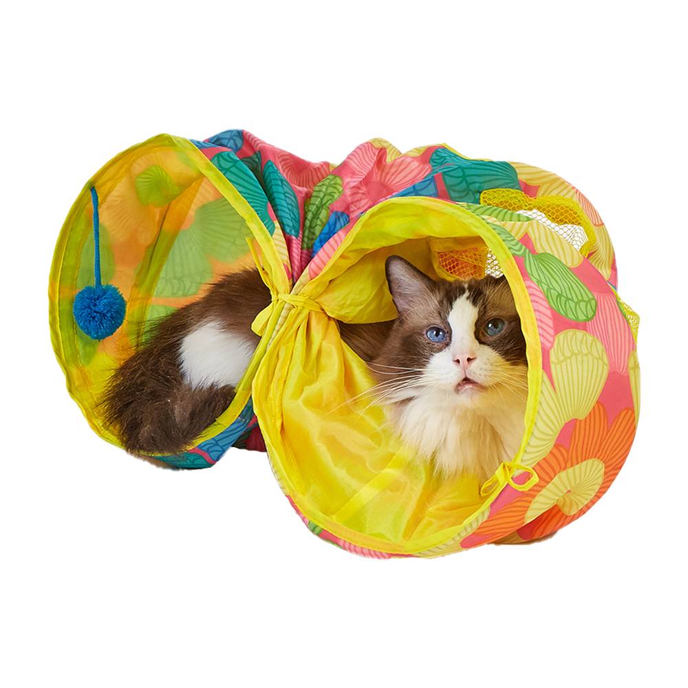 FOFOS Floral Pop-Up Cat Tunnel – Interactive Play Tunnel for Cats