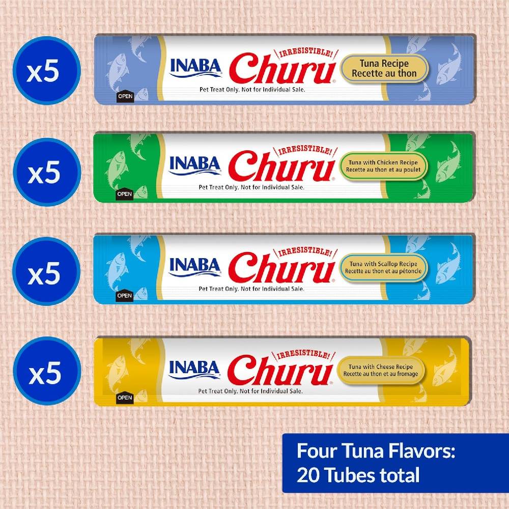 Inaba Churu Cat Treats Tuna Variety Pack – 14g x 20 Tubes