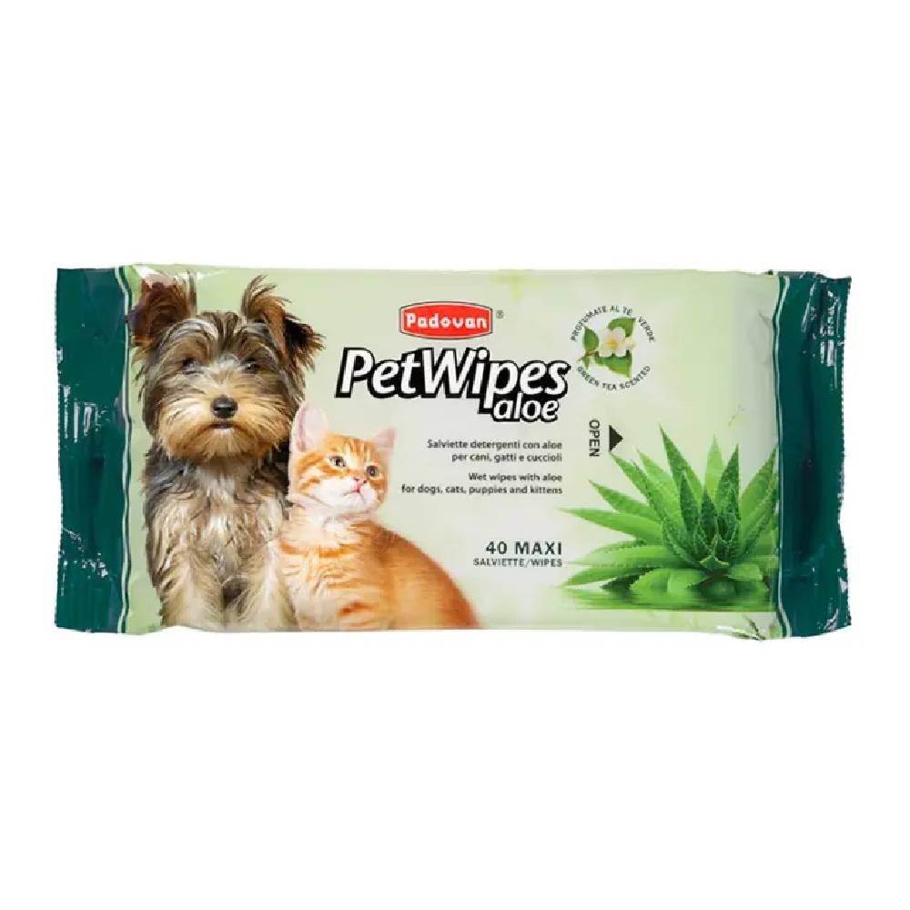 Padovan Pet Wipes 40 Pack | Alcohol-Free Grooming Wipes