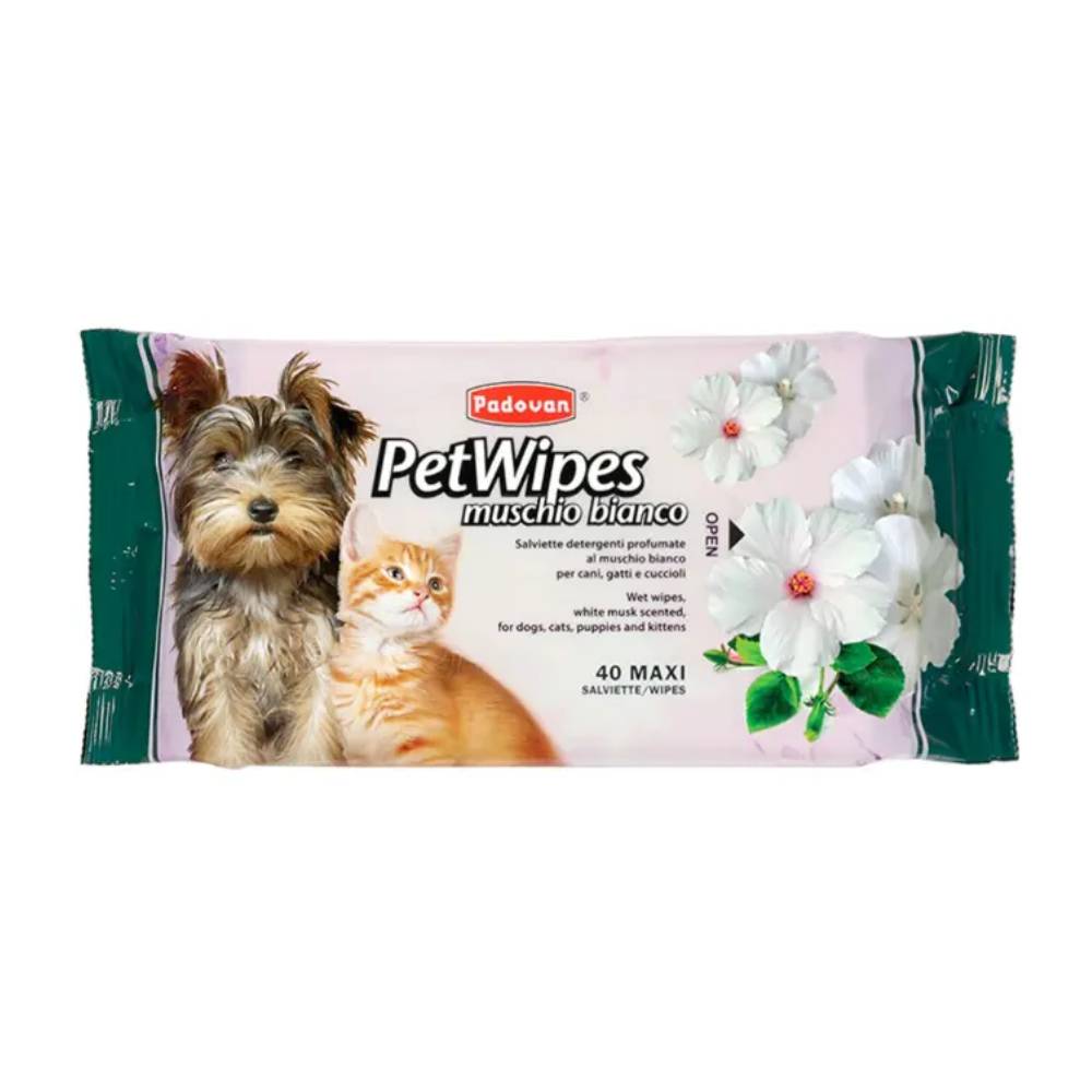 Padovan Pet Wipes 40 Pack | Alcohol-Free Grooming Wipes