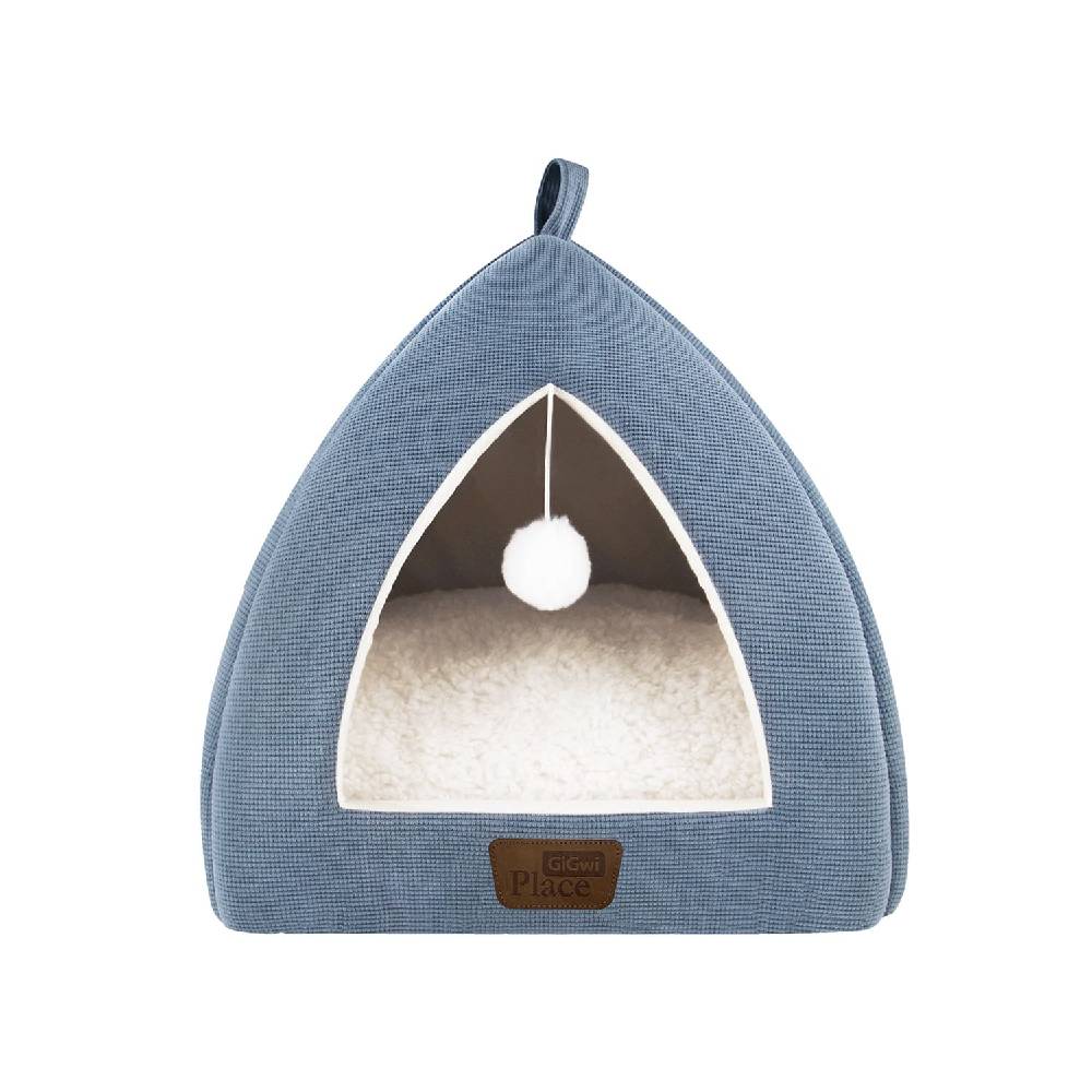 GiGwi Place Sweet Dreams Cat House – Semi-Enclosed Cat Bed with Hanging Toy