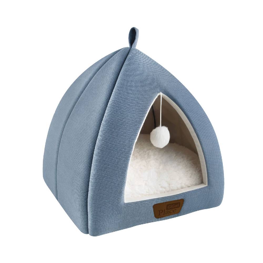 GiGwi Place Sweet Dreams Cat House – Semi-Enclosed Cat Bed with Hanging Toy