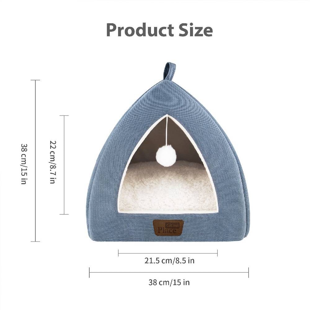 GiGwi Place Sweet Dreams Cat House – Semi-Enclosed Cat Bed with Hanging Toy