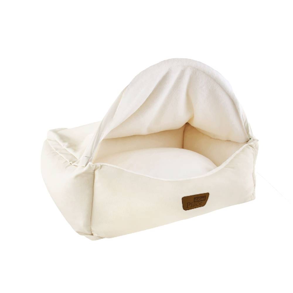 GiGwi Place Covered Bolster Dog Bed – 2-in-1 Cave & Lounger with Waterproof Shell