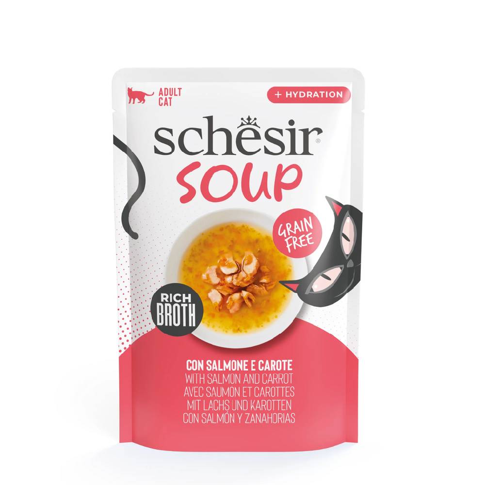 Schesir Cat Wet Food Soup Pouch – Salmon with Carrot 40g