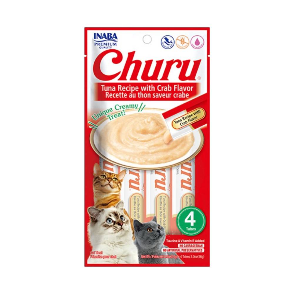 Inaba Churu Cat Treat – Tuna Recipe with Crab Flavor, 4 Tubes (56g)