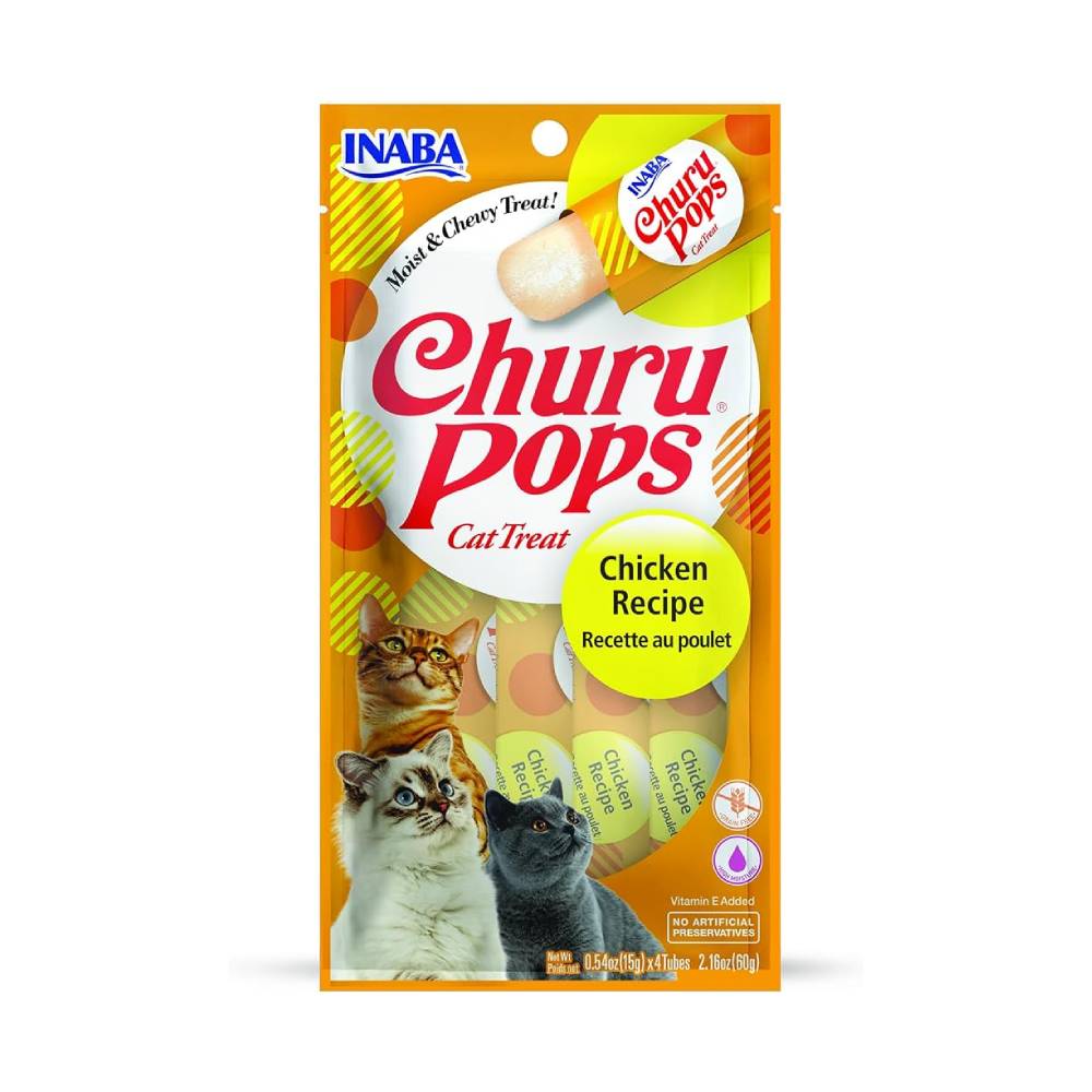 Inaba Churu Pops Cat Treat – Chicken Recipe, 4 Tubes (60g)