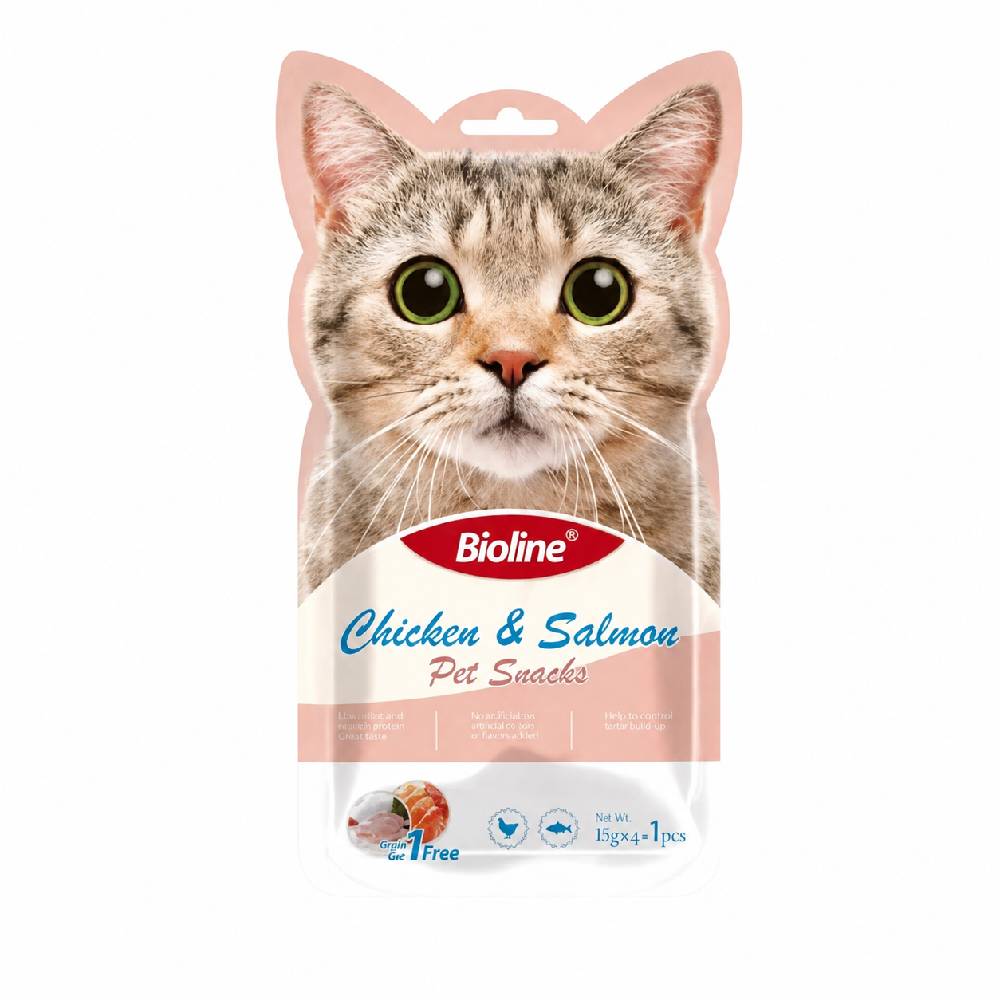 Bioline Cat Treats – Moist Pet Snacks, 5 × 15g (75g) | 4 Flavours