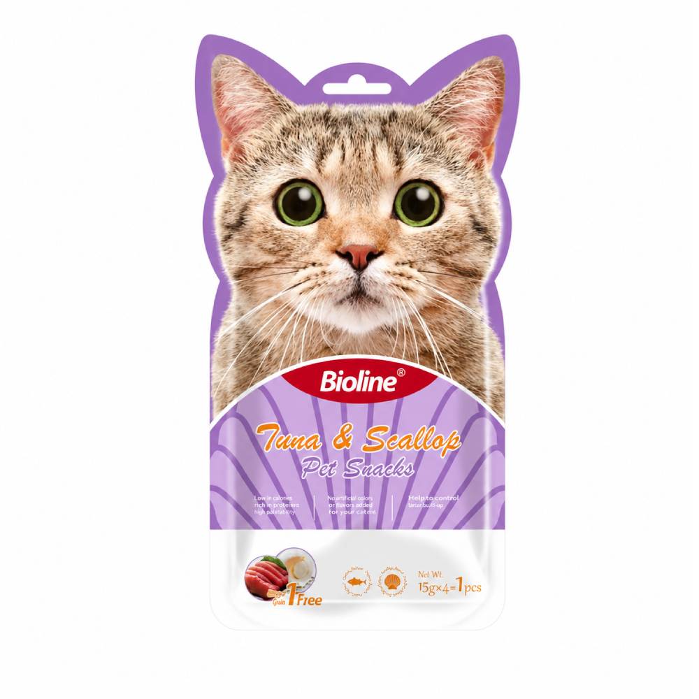Bioline Cat Treats – Moist Pet Snacks, 5 × 15g (75g) | 4 Flavours