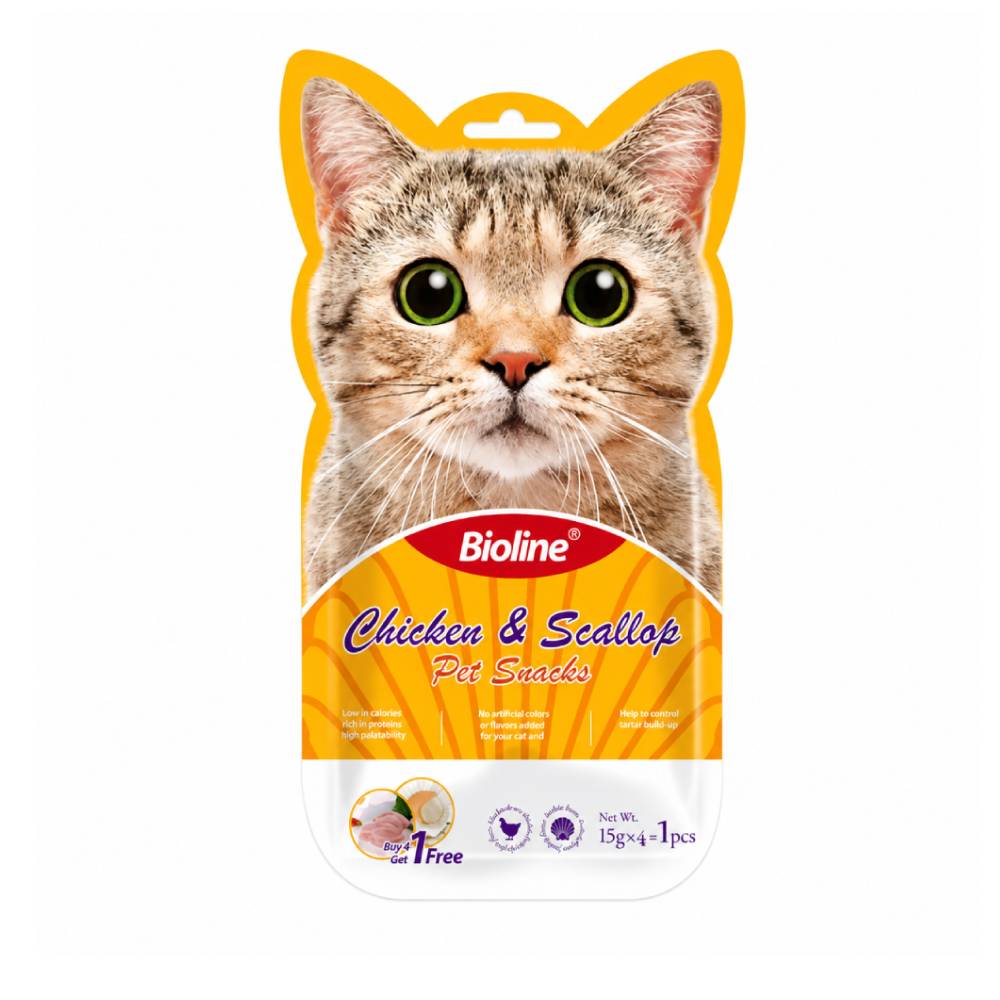 Bioline Cat Treats – Moist Pet Snacks, 5 × 15g (75g) | 4 Flavours