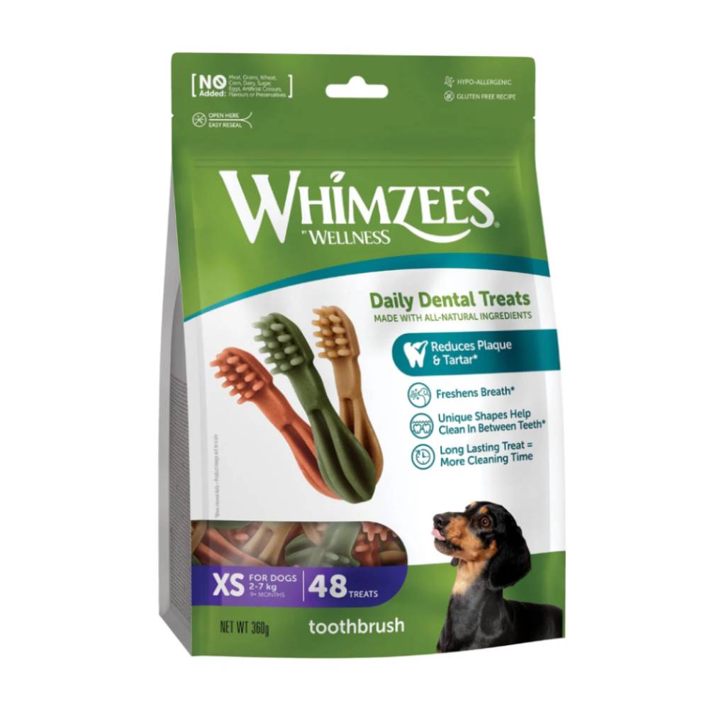 WHIMZEES Extra Small Toothbrush Dental Dog Chews 48 Pack