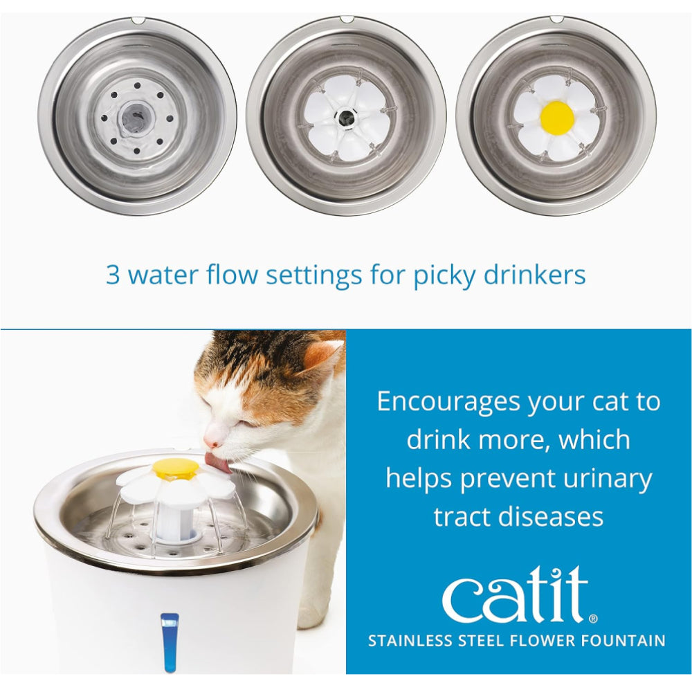Catit Stainless Steel Flower Cat Drinking Fountain 3 L