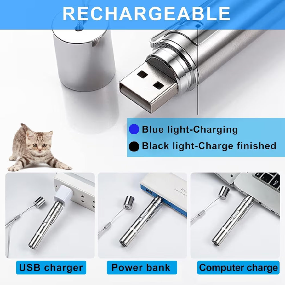 Pets Club USB Rechargeable Cat Laser Toy with 5 Patterns