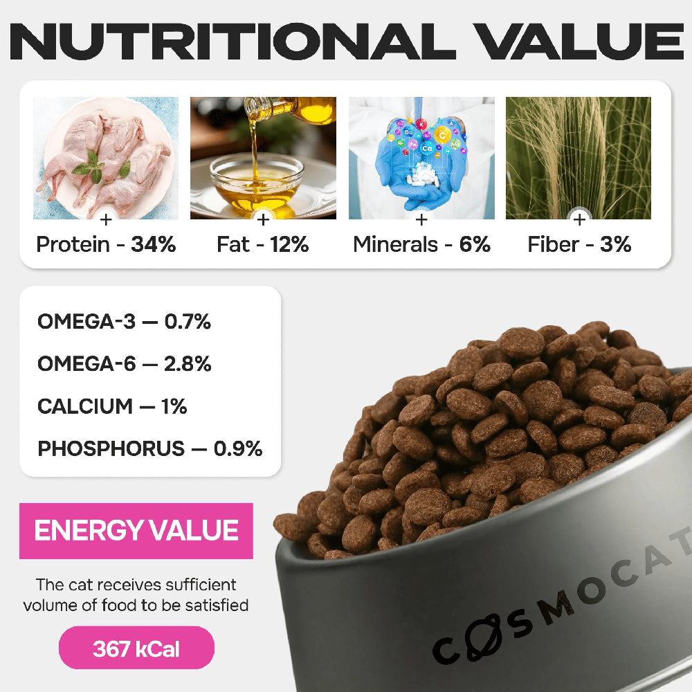 Cosmopet Cosmocat Regular Sterilised Duck Dry Cat Food 800 g