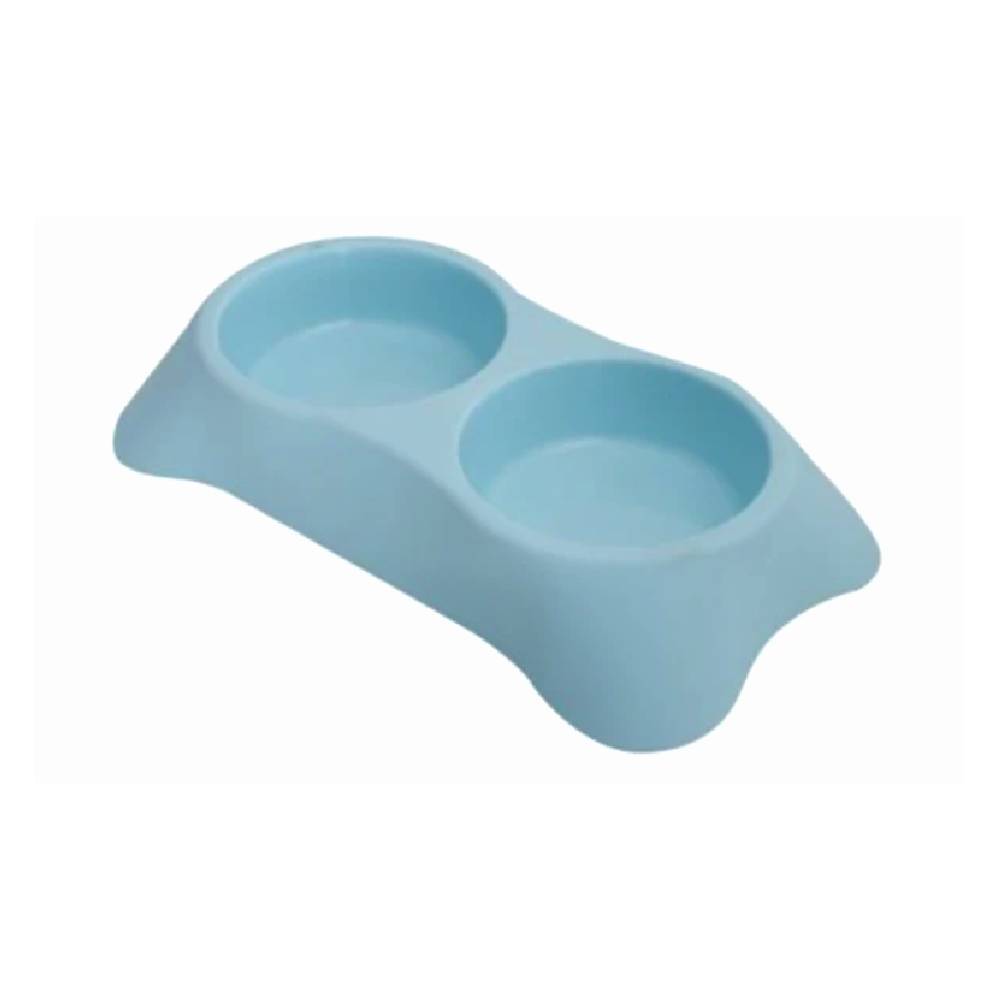 Pets Club Double Dining Bowl 34X20X6.5 CM - Blue