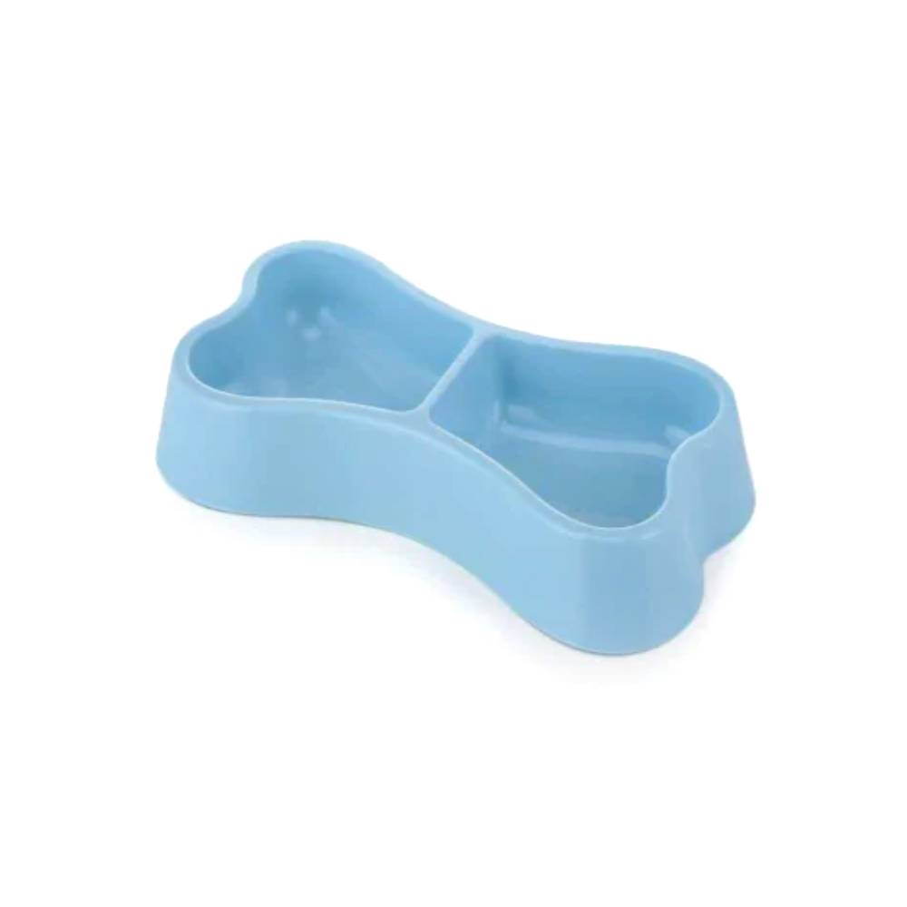 Pets Club Bone Shape Plastic Double Bowl 24.5*13*3.5Cm