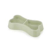 Pets Club - Bone Shape Plastic Double Bowl 24.5*13*3.5 Cm - Green