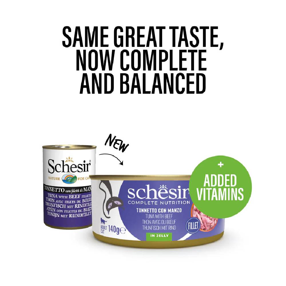 Schesir Cat Wet Food - Tuna & Beef in Jelly 140g Can