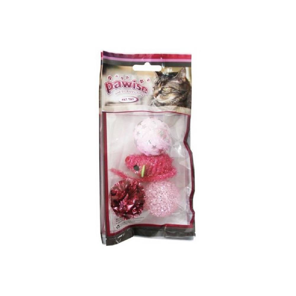 Pawise Glitter Ball Cat Toys - Interactive 4-Piece Set for Active Play