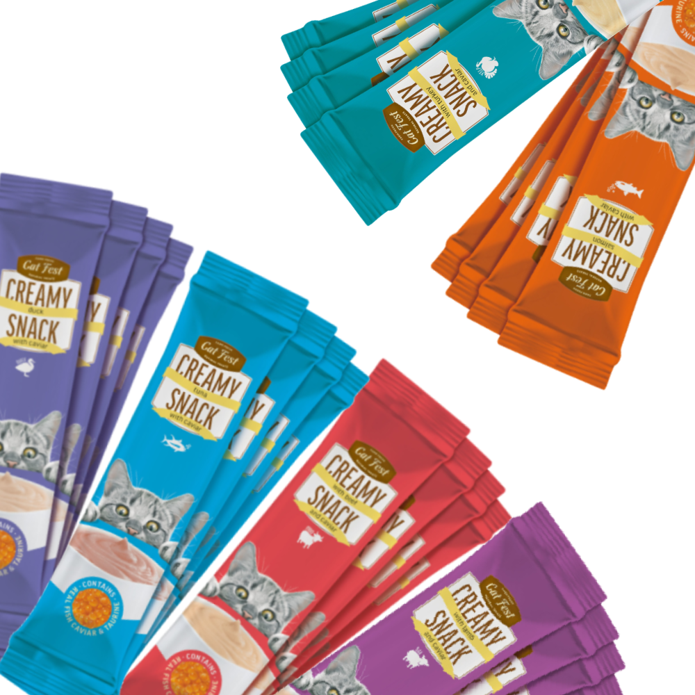 Cat Fest Creamy Snacks With Caviar — Cat Treats 4×10g