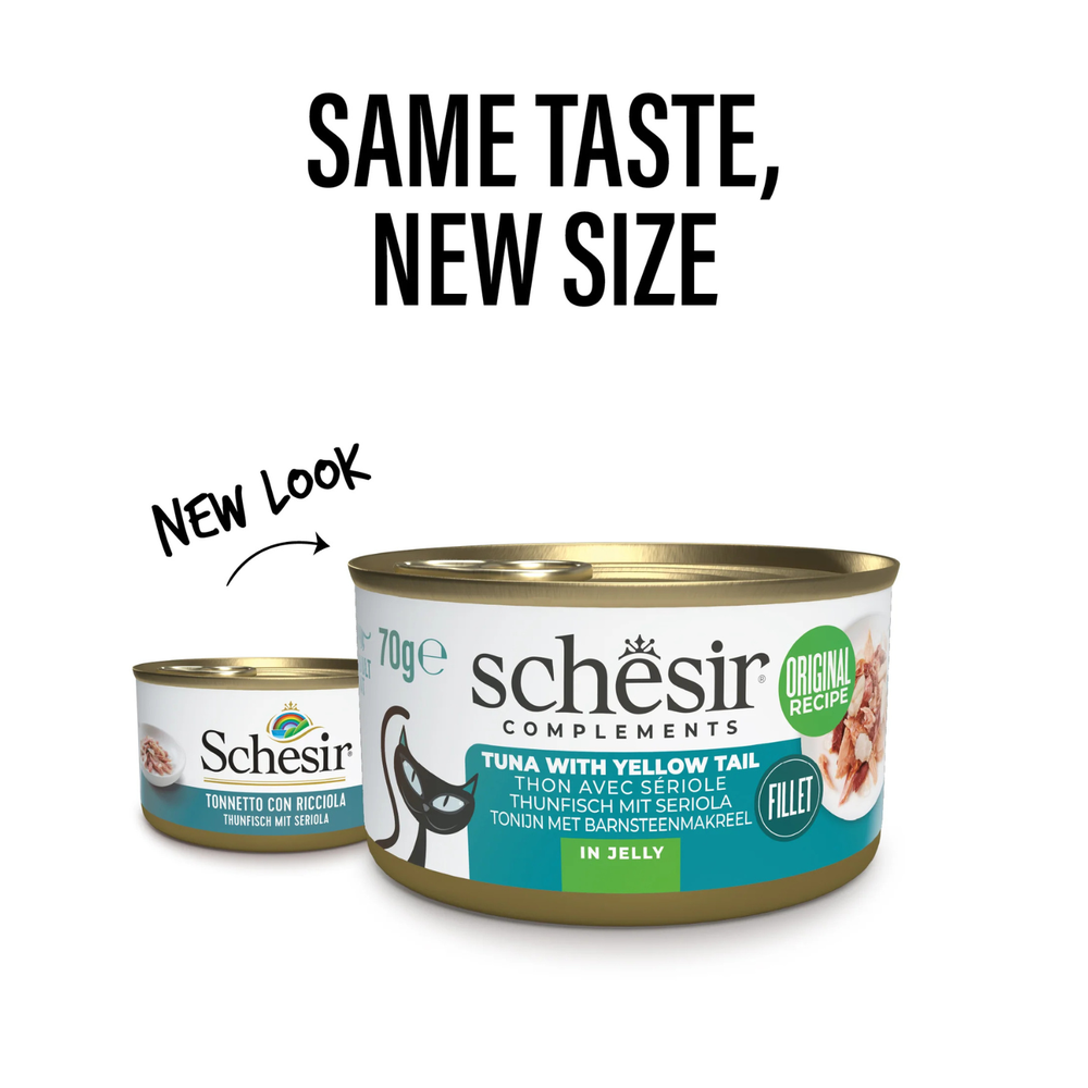 Schesir Complements Cat Wet Food in Jelly — Tuna with Yellow Tail Can, 70g