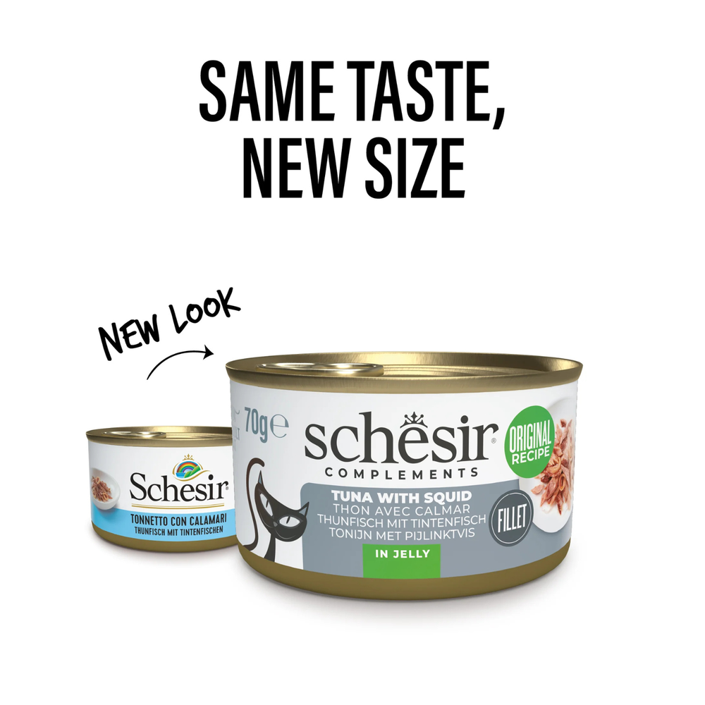 Schesir Tuna with Squid Cat Wet Food in Jelly | Grain-Free, High-Protein | 70g Can
