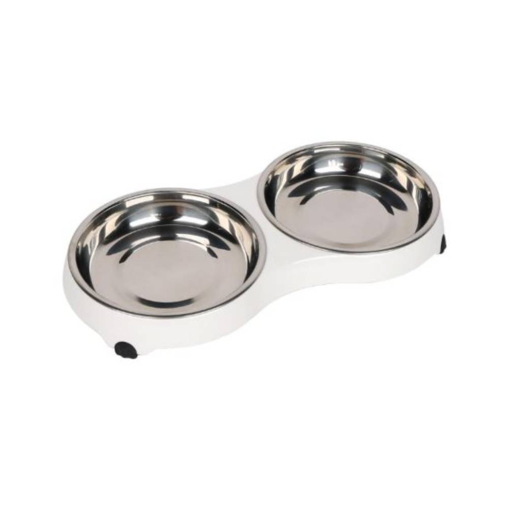 Pawsitiv 4 Paw Cat Dinner Set – Stainless Steel Food & Water Bowls for Cats (Medium)