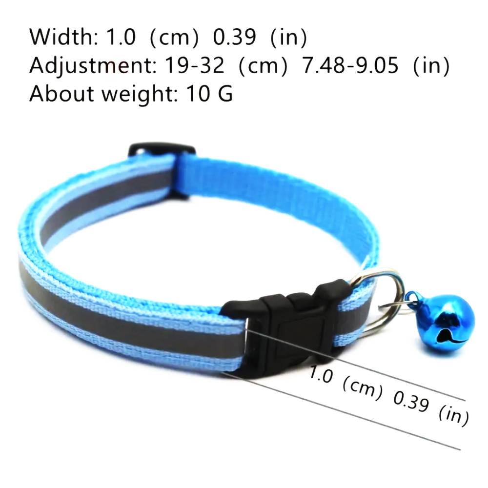 Elegant Blue Reflective Cat Collar