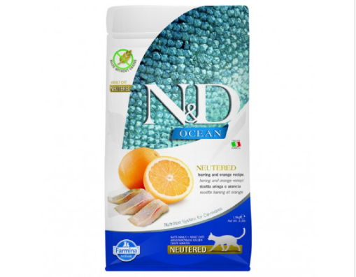 Farmina - N&D Herring and Orange Dry Neutered Cat Food, 1.5 Kg
