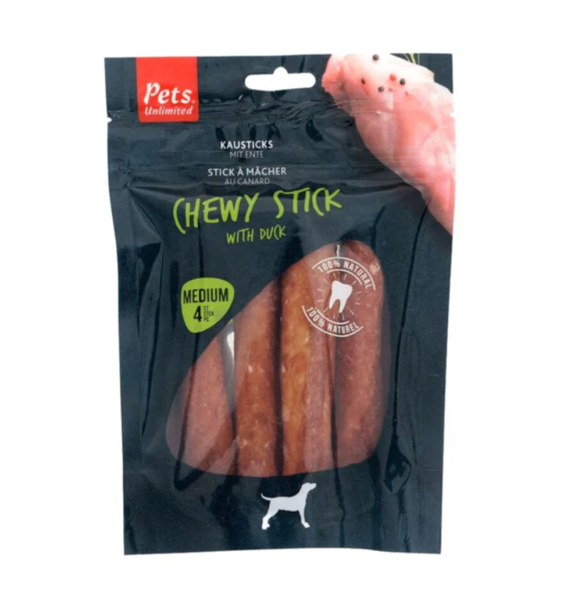 Pets Unlimited - Chewy Sticks With Duck Med 4PCS