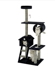 Go Pet Club - 60″ Black Cat Tree Condo with Sisal Covered Posts