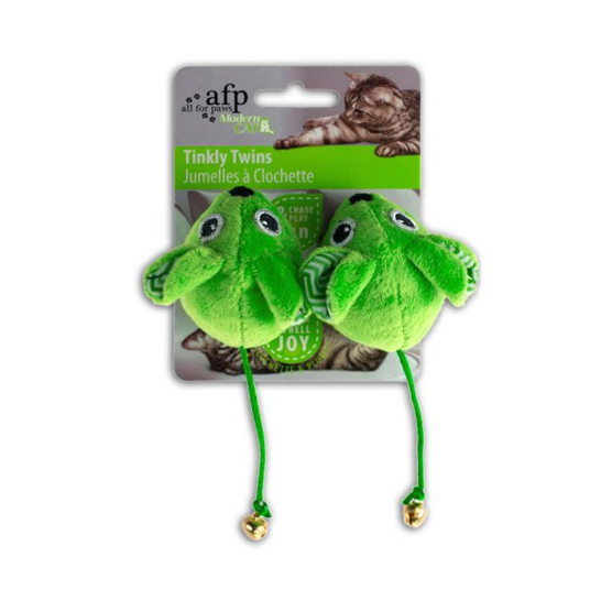 All For Paws Tinkly Twins Cat Toy - Green