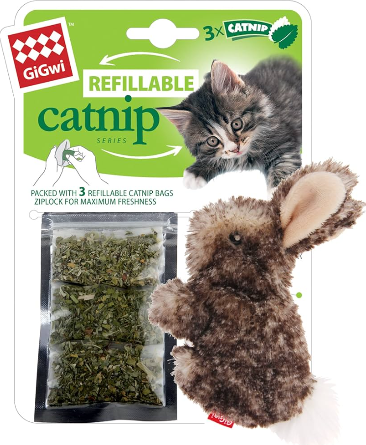 Gigwi - Refillable Catnip W Catnip Teabags In Ziplock Bag