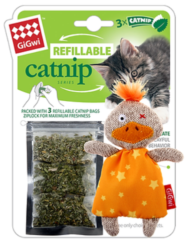 Gigwi - Refillable Catnip W Catnip Teabags In Ziplock Bag