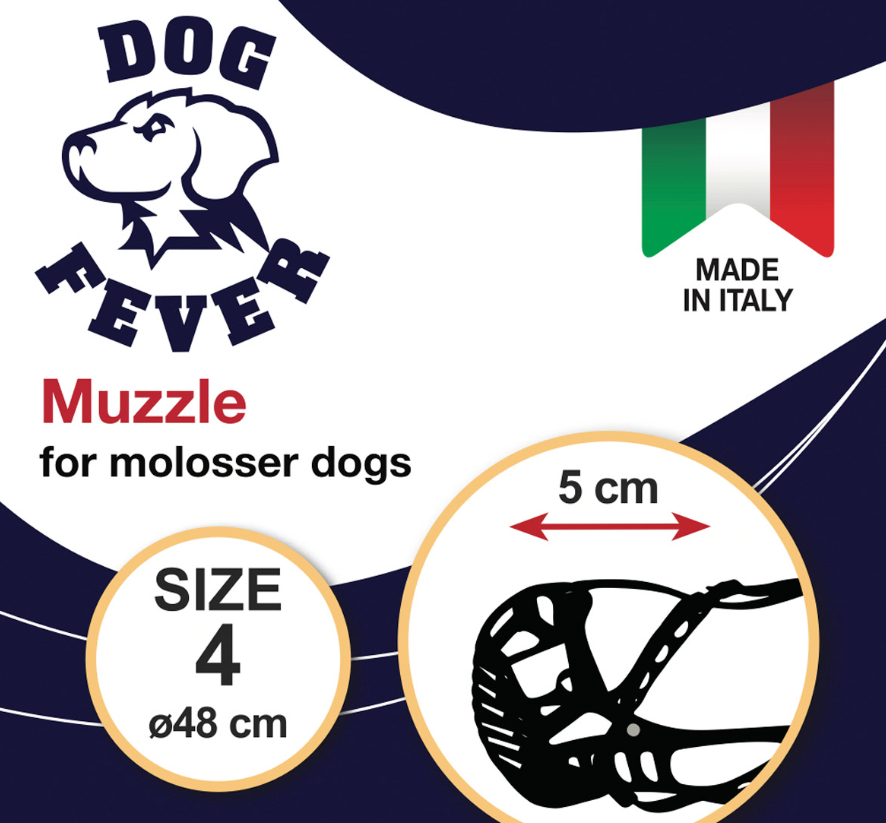 Dog Fever - Molossian Muzzle with Leather Strap (Black)