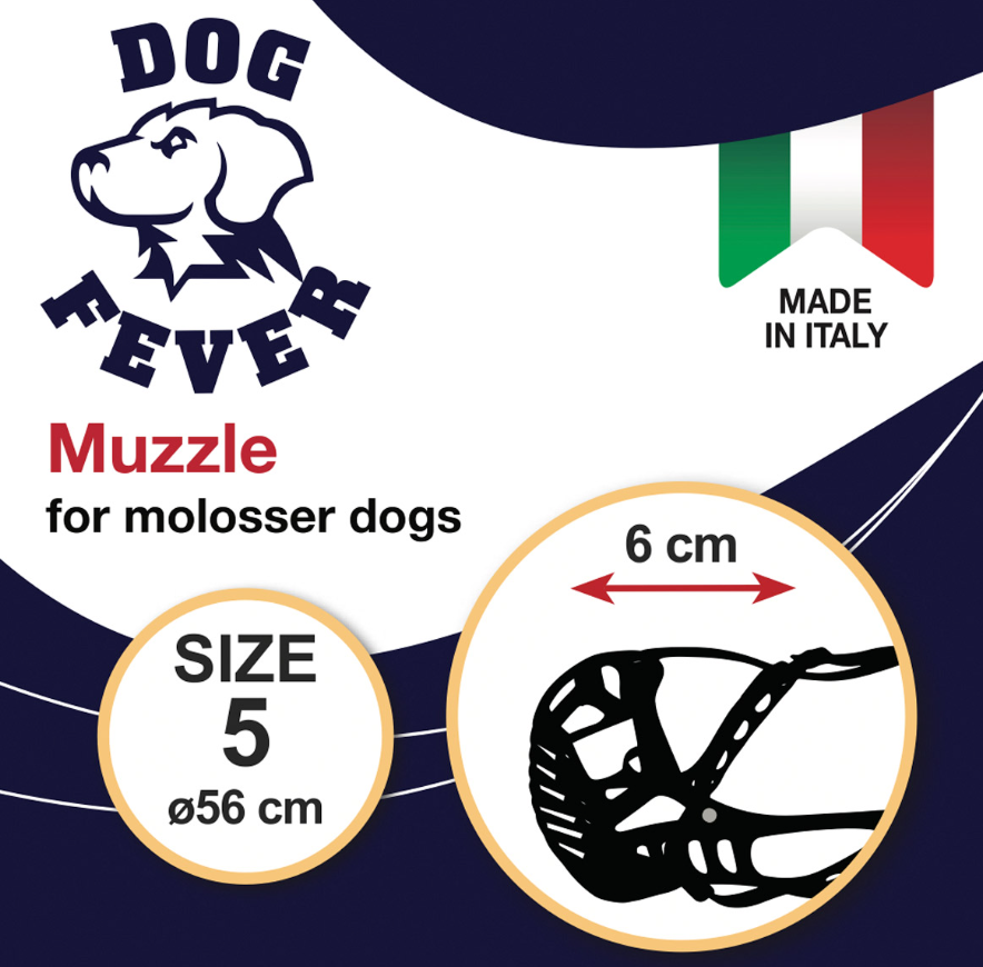 Dog Fever - Molossian Muzzle with Leather Strap (Black)
