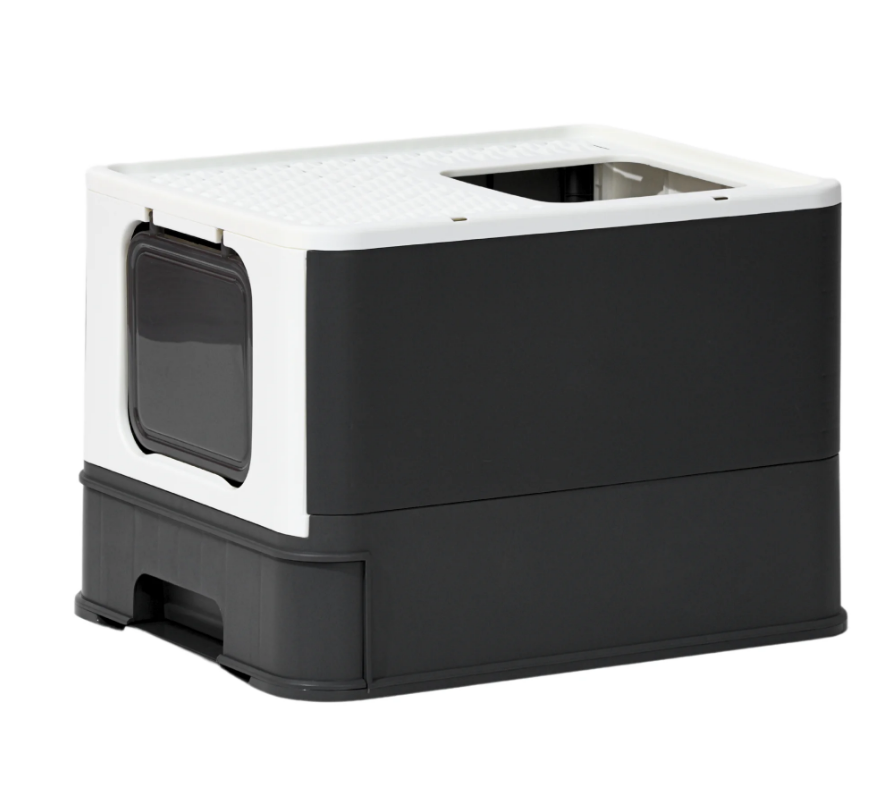 Pakeway Foldable Cat Litter Box with Cat Litter Scoop-52.5x41x37.5cm (Mixed Colors)