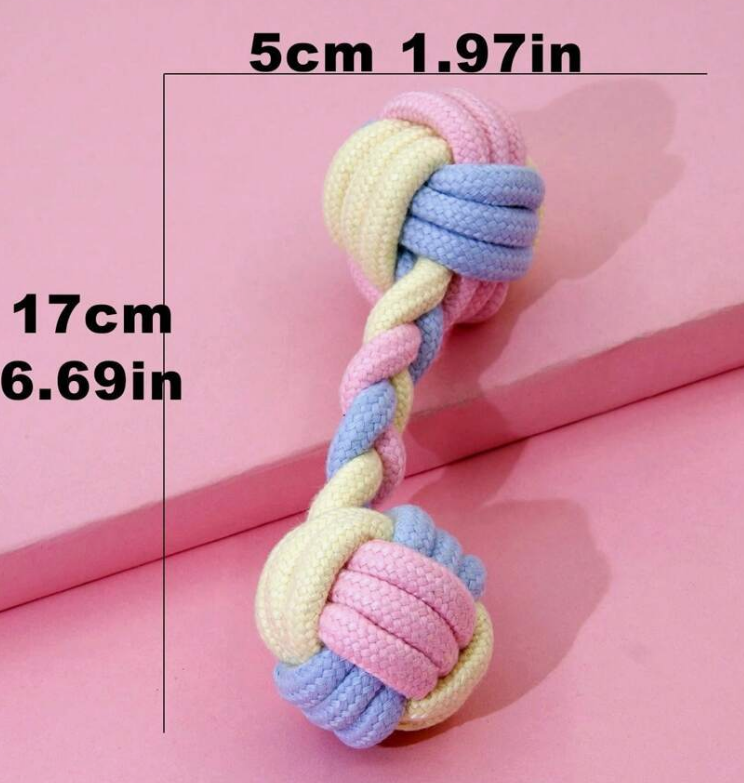 PL - Dog Chew Toys Colorful Dumbbells Shape Rope Toys For Dogs 19*6Cm