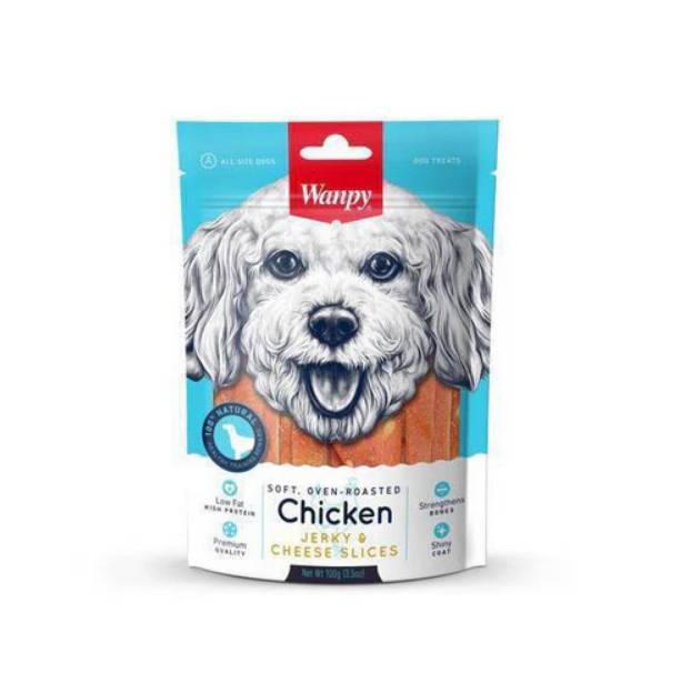 Wanpy Chicken Jerky Cheese Slices Dog Treats - 100 g