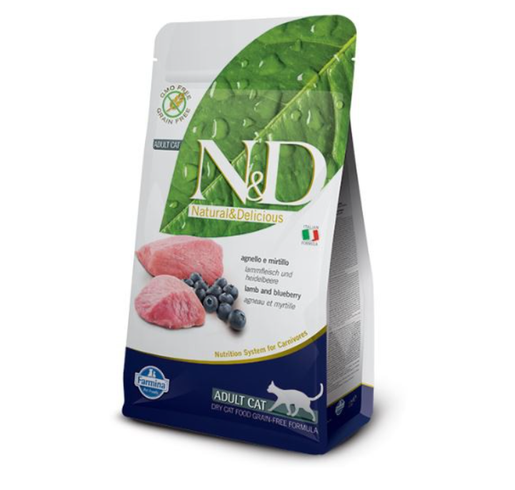 Farmina N&D Dry Food Lamb And Blueberry Adult Cat Food, 1.5 KG