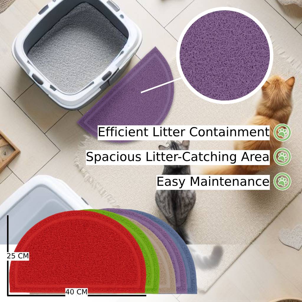 PL - Half-Moon Shape Cat Litter Mat (40 X 25 CM)