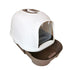 Semi-Automatic Hooded Cat Litter Box with Handle & Detachable Flip Lid 