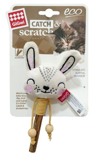 Gigwi - Rabbit Catch & Scratch Eco Line With Slivervine Leaves And Stick