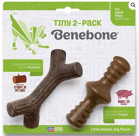Benebone - 2-Pack Maplestick/Zaggler (Tiny) Â€“ Bacon