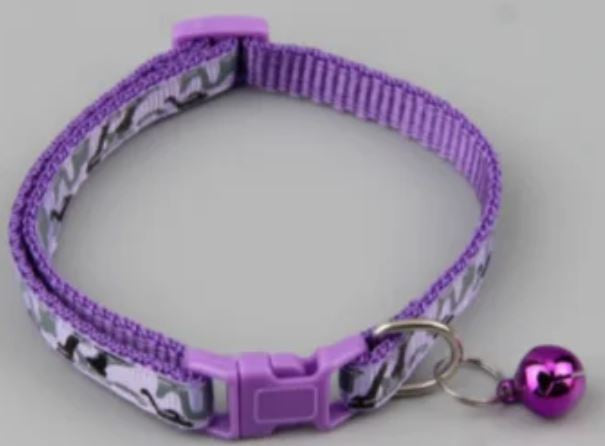 Pets Club Adjustable Cat Collar With Bell- Purple